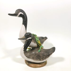 Vintage Porcelain Hand Painted Canadian Geese Figurine Made in Italy