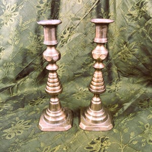 Antique Brass Beehive Candlesticks: Victorian Era England, 8.75&quot; READ
