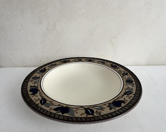 Mikasa Intaglio Arabella 9 3/8" Large Rim Soup Bowl Stoneware Blue Tulip Vine