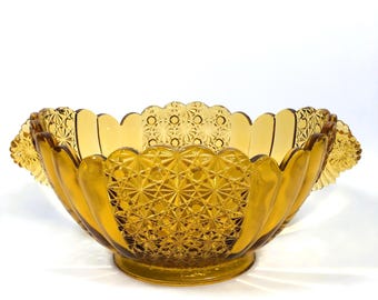 Vintage Amber Colored Glass Fenton Old Virginia Glass Scalloped