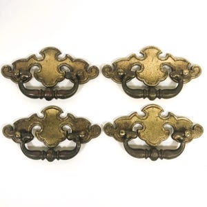 Vintage Chippendale Brass Drawer Pulls - Set of 4 - 5&quot; Wide AS IS