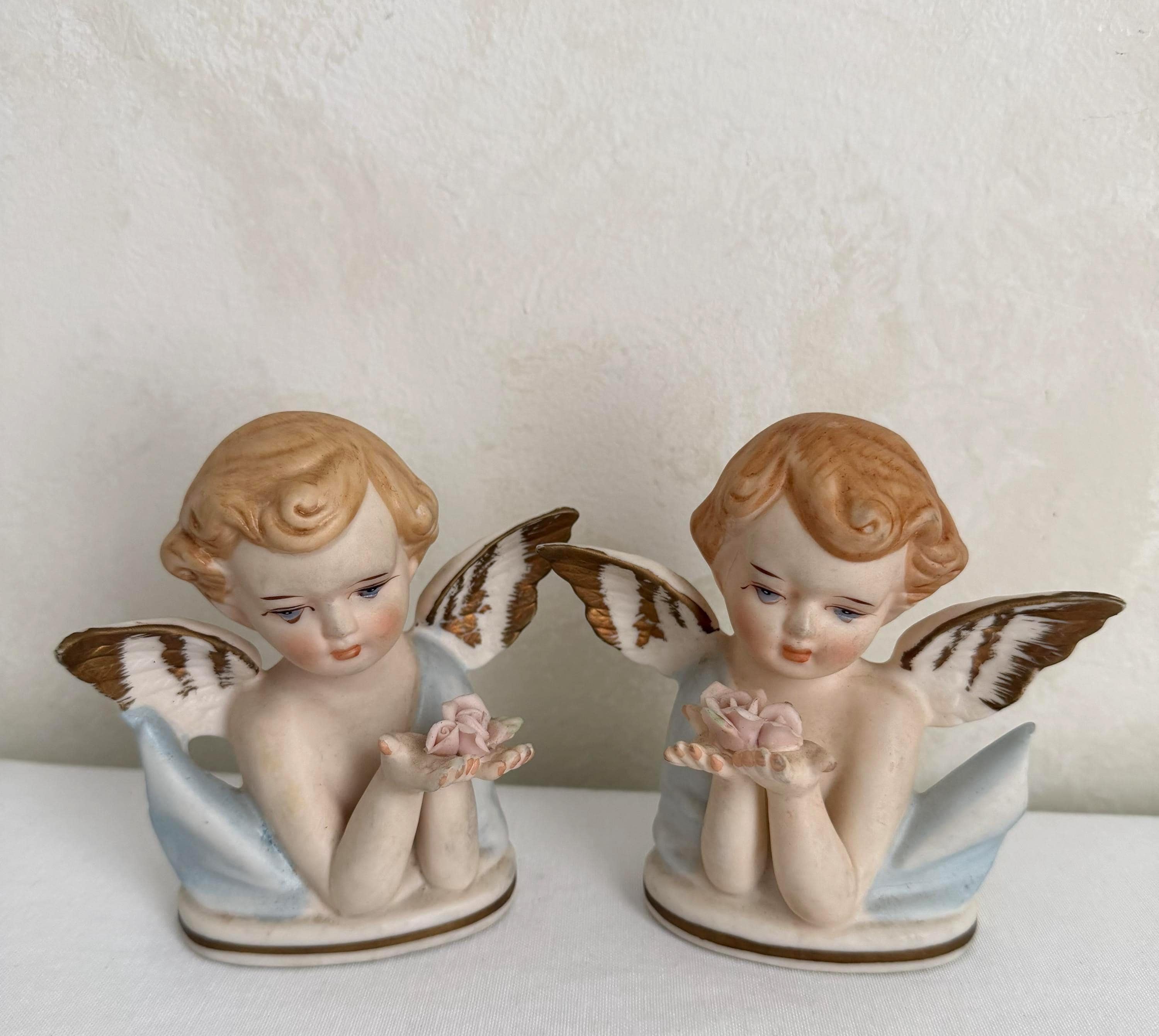 Vintage Porcelain Angel Figurines Japan - Etsy
