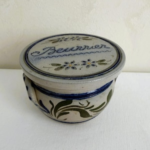 Vintage Betschdorf Pottery Floral Butter Keeper Salt Glazed Alsace