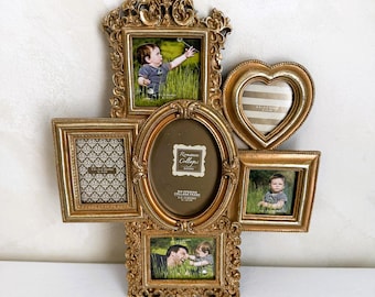Vintage Sicura Italian Gold Romance Collages 6 Photo Collage Frame Ornate