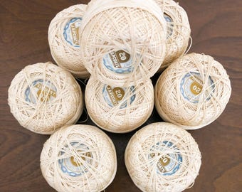Vintage J & P Coats Mercerized Crochet Cotton Ecru Antique White 8 Rolls per Lot