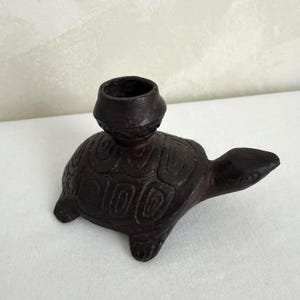Vintage Cast Iron Turtle Candlestick Holder Rustic Primitive 4"
