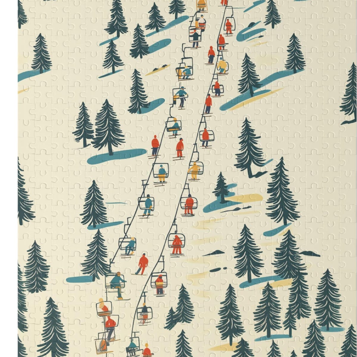 Skiers on Lift Jigsaw Puzzle | Snowy Winter Wonderland - Etsy