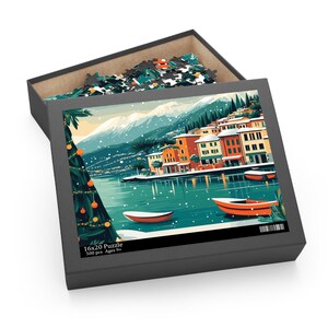 Lake Como at Christmas Puzzle | Scenic Winter Wonderland | Italy Puzzle | Holiday Puzzle | Travel Puzzle