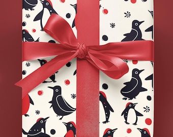 Penguin Christmas Wrapping Paper – Festive Holiday Gift Wrap