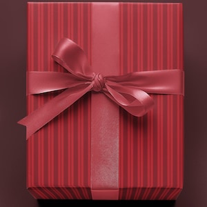 Red Pinstripe Christmas Wrapping Paper, Elegant Monochrome Holiday Gift Wrap