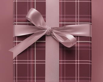 Burgundy Plaid Christmas Wrapping Paper – Premium Holiday Gift Wrap