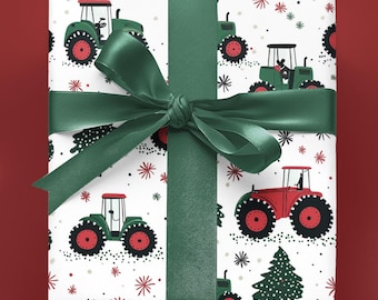 Kids' Christmas Tractor Wrapping Paper - Festive Farm Gift Wrap