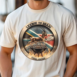 Licença para camisa Braai para homens expatriados, camiseta Braai sul-africana, presente braai em cores confortáveis, camisa do orgulho boere, ideia de presente para pai e marido