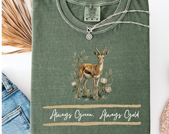 South African Springbok T Shirt, Comfort Colors Rugby Tee for Women, Always Green Always Gold Expat Pride Shirt