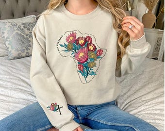 Protea Lover&#39;s Sweatshirt | Unique Christian Gift | Blessed Protea  | Faithful Blessings Protea Design Numbers 6 24