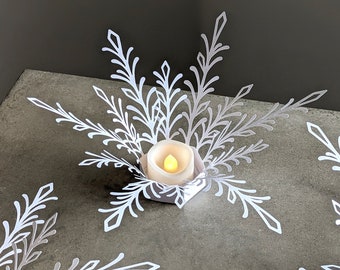 Snowflake SVG, Snowflake Tealight Holder for Christmas or Winter Decor