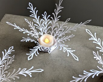 Snowflake SVG, Snowflake Tealight Holder for Christmas or Winter Decor