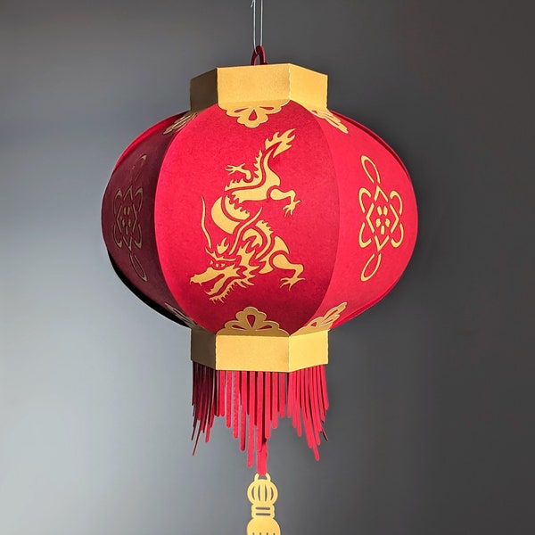 Dragon Lantern SVG, Chinees Nieuwjaar lantaarn decoratie