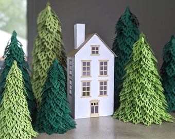 Christmas Village SVG, Small Townhouse For Holiday Decorating