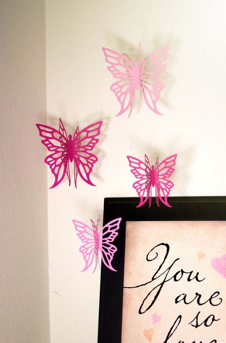 Nursery butterfly mobile in pinks