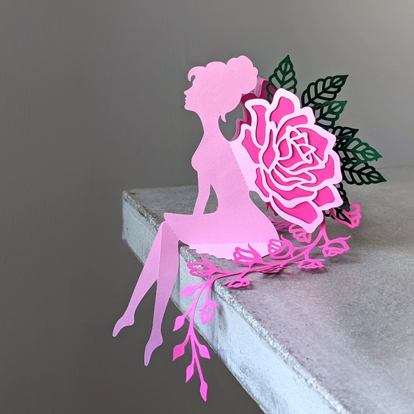 Fairy SVG, Table Top Flower Fairy - ROSE, Fairy Party Decoration