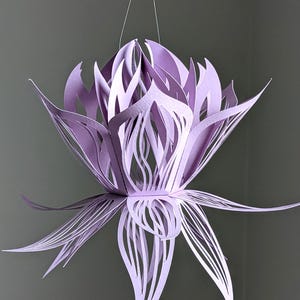 Purple paper lotus lantern hanging flower light decor