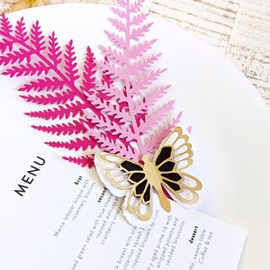 Leaves and Butterfly SVG, Mixed Leaves with Butterfly Sticker, Paper Wreath Making image 8