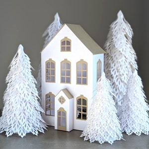 Weihnachtsdorf SVG, großes Stadthaus für Winter oder Herbst-Wohndekoration Bild 2
