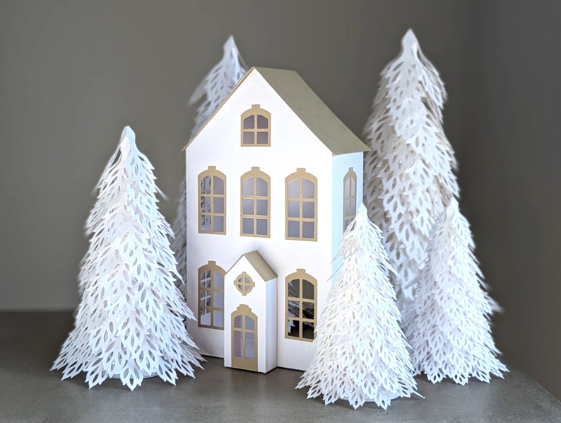 Weihnachtsdorf SVG, großes Stadthaus für Winter oder Herbst-Wohndekoration Bild 2