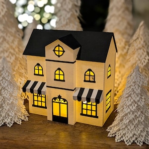 Christmas Village Bakery SVG | 3D Paper Bakery Building Holiday Decor (Digital Download)
