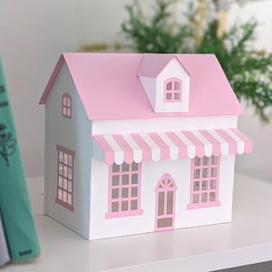 Tienda de dulces de papel 3D SVG / Edificio de pueblo navideño iluminado (Descarga digital)