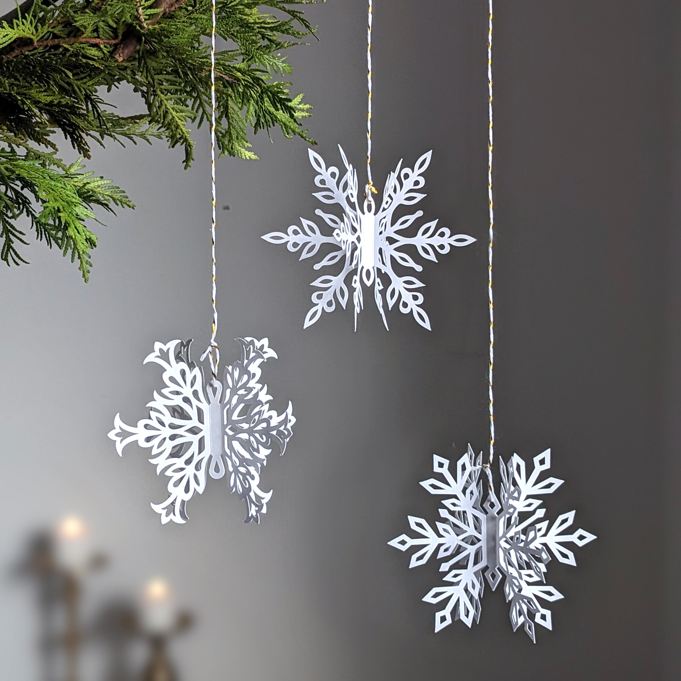 LINDOO winter snowflake hanging decorations - 3d large silver snowflakes  paper hanging garland for christmas winter wonderland