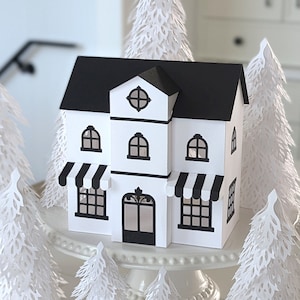 Negozi del villaggio di Natale SVG, edificio del panificio per decorazioni natalizie per la casa