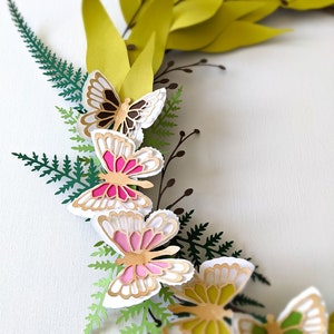 Leaves and Butterfly SVG, Mixed Leaves with Butterfly Sticker, Paper Wreath Making image 2