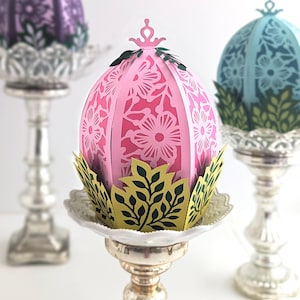 SVG de Pascua, canasta de huevos de Pascua con flores, decoración de linternas de Pascua DIY