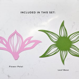Paper lotus lantern SVG template showing flower petal and leaf base pieces included in the design