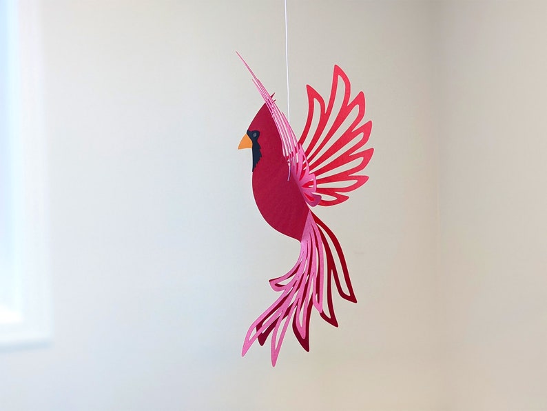 hanging cardinal decoration, diy christmas ornament