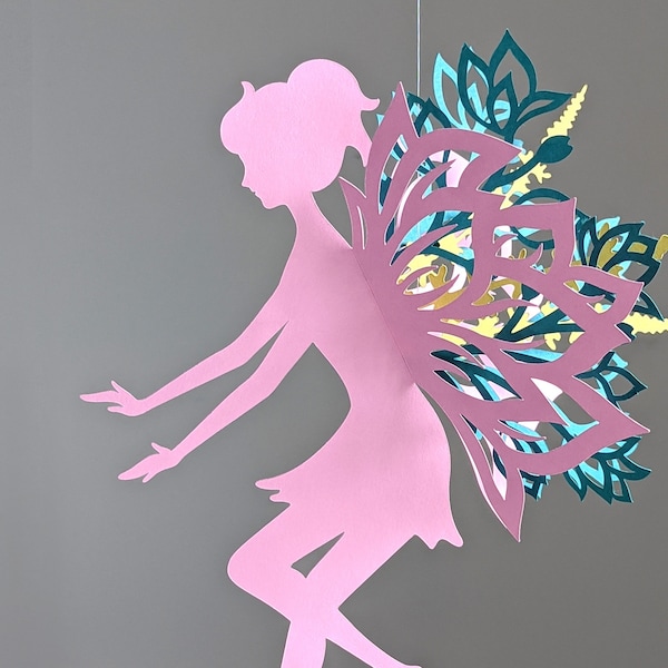 Fée SVG, fée du jardin de fleurs pour la décoration de fête d'anniversaire de fée