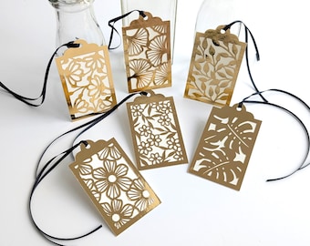 Botanical Gift Tags SVG: Floral Leaf Cutout Designs (Digital Download)