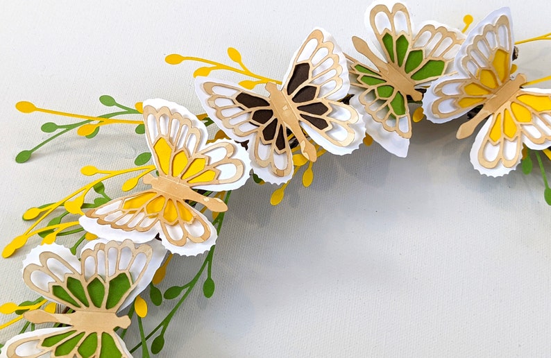 Leaves and Butterfly SVG, Mixed Leaves with Butterfly Sticker, Paper Wreath Making image 9