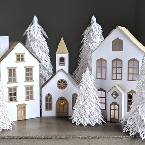 Weihnachtsdorf SVG, großes Stadthaus für Winter oder Herbst-Wohndekoration Bild 7