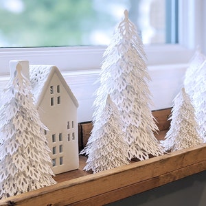 Albero di Natale SVG, decorazioni natalizie, decorazioni boschive, tre dimensioni dell'albero