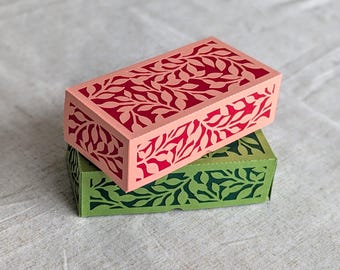 Leaf Pattern Gift Box SVG Template | DIY Favor Box (Digital Download)