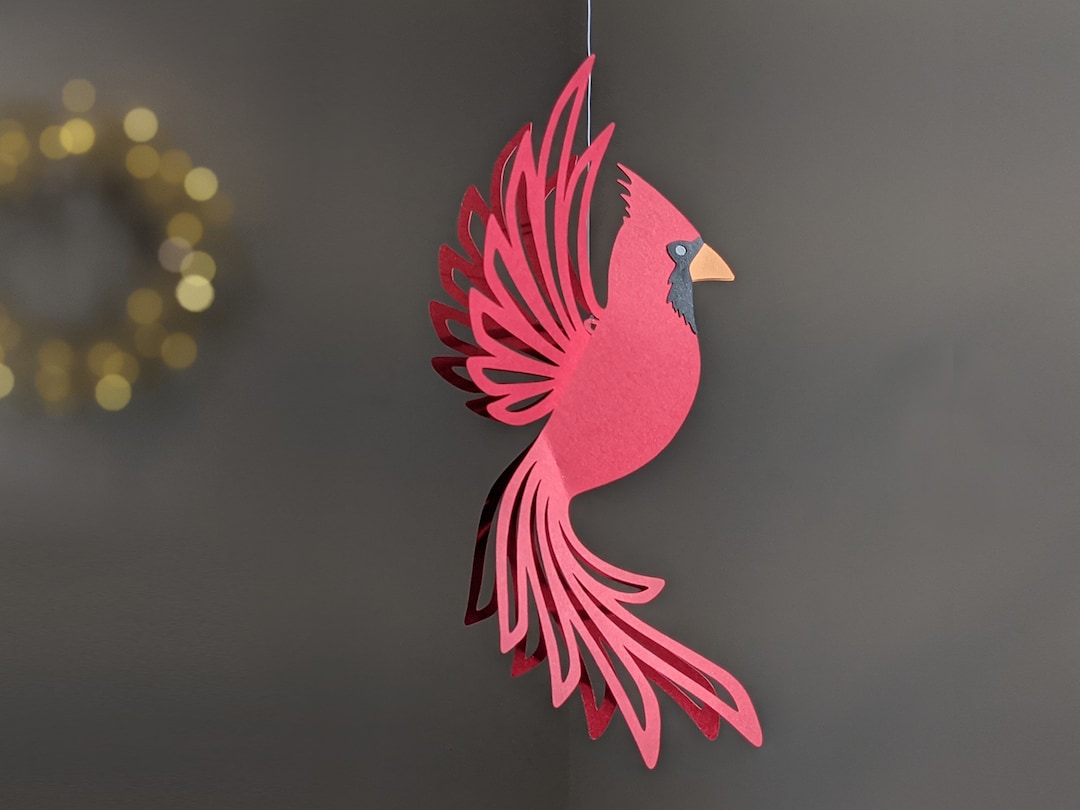 Cardinal SVG: 3D Cardinal Ornament, Layered Paper Bird for Christmas ...