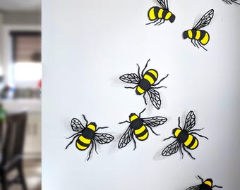 3D Bee SVG | Bumble Bee Wall Decor, Paper Bee Decorations for Nursery Decor, Classroom Decor, Bee Themed Party (Digital Download)