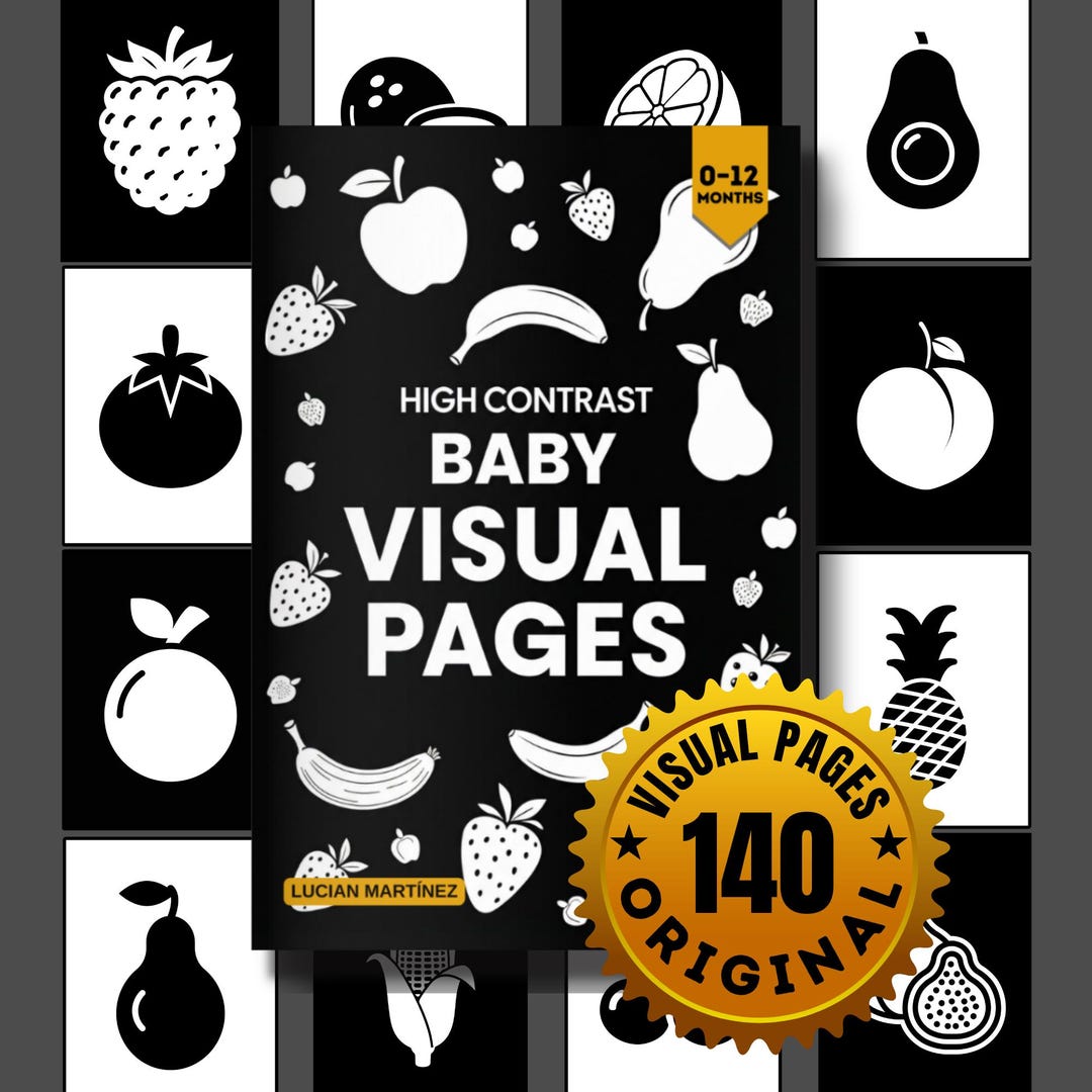 Black and White Baby Flash Cards | High Contrast Animal & Fruit Designs ...