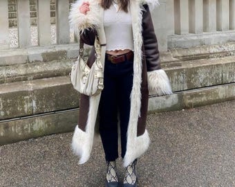 Vintage 70s Penny Lane Afghan Coat: Sheepskin Shearling Fur Trench