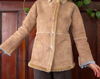 70s Boho Afghan Coat: Vintage Suede Shearling Jacket