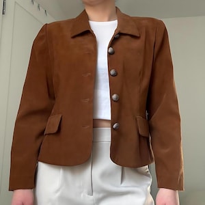 Women&#39;s Brown Suede Leather Blazer – Vintage Western Style | Genuine Suede | Classic Formal Coat for Women | Thoughtful Gift for Her