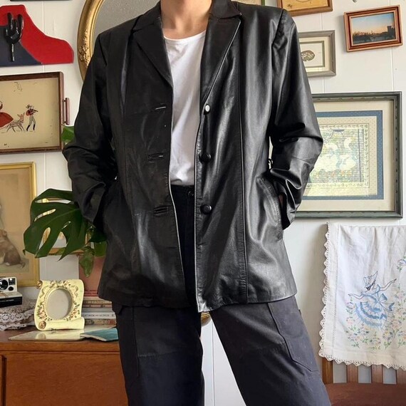 Men's Vintage 90s Style Western Black Sheepskin Blazer Men's Vintage 90s Style Western Black Sheepskin Blazer